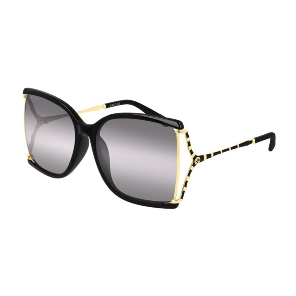 Gucci Sunglasses Butterfly Full Rim, Black/Gold Frame and Double Gradient Lens